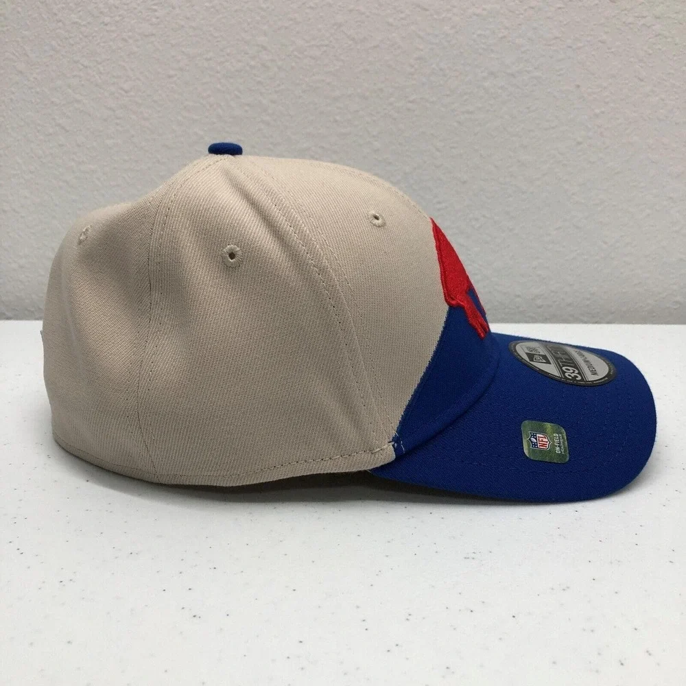 Buffalo Bills Hat Cap Fitted Mens Medium Large Tan Blue NFL Football New Era